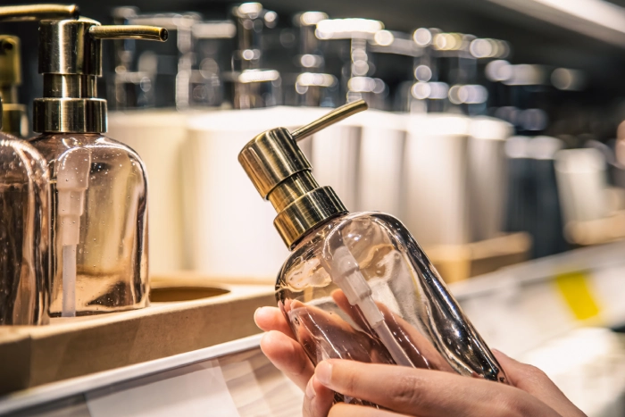 cierre dispensador jabon liquido manos femeninas tienda